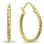 14K Gold 2x12mm Textured Twist Round Lightweight Click-Top Hoop Earrings