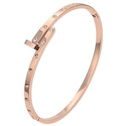 Classic Jewelry Nail Love Stainless Steel Bangles Bracelets for Women, White ,IPG,IPRose Gold