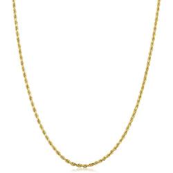 Kooljewelry 14k Yellow Gold 1.6 mm Rope Chain Necklace (14, 16, 18, 20, 22, 24 or 30 inch)