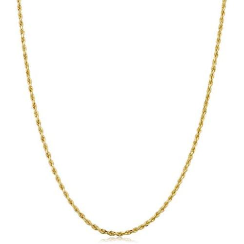 Kooljewelry 14k Yellow Gold 1.6 mm Rope Chain Necklace (14, 16, 18, 20, 22, 24 or 30 inch)