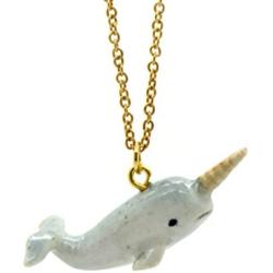 Narwhal Necklace Hand Painted Porcelain Necklace Ceramic Animal Necklace Pendant