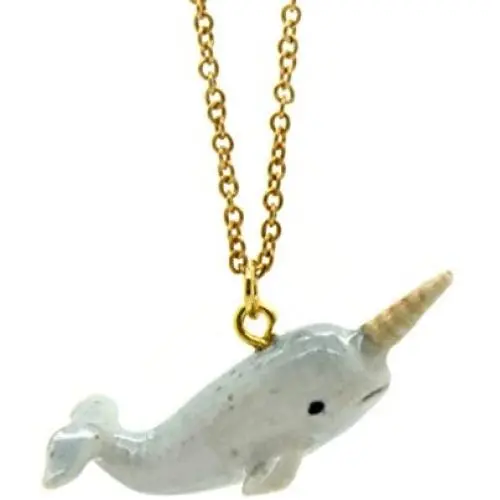 Narwhal Necklace Hand Painted Porcelain Necklace Ceramic Animal Necklace Pendant Narwhal Necklace Hand Painted Porcelain Necklace Ceramic Animal Necklace Pendant