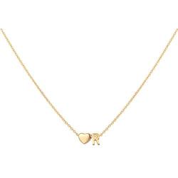 Glimmerst Initial Heart Necklace,18K Gold Plated Stainless Steel Tiny Heart Letter Necklace Personalized Monogram Name Necklace for Women Girls