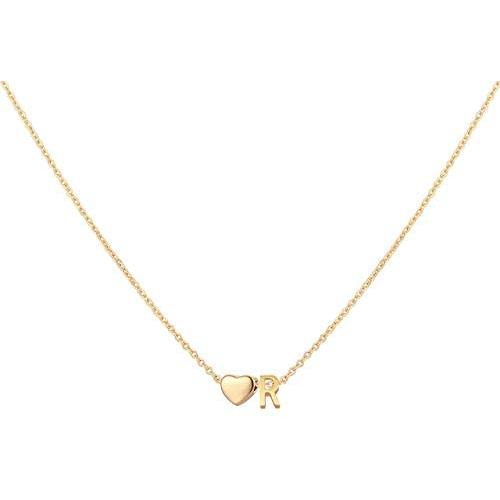 Glimmerst Initial Heart Necklace,18K Gold Plated Stainless Steel Tiny Heart Letter Necklace Personalized Monogram Name Necklace for Women Girls