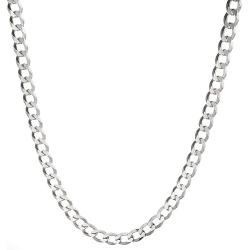 925 Sterling Silver Mens Italian 7mm Cuban Curb Link Chain Necklace 16'' - 30''