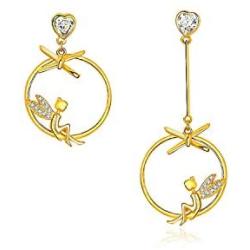 AOBOCO Fairy Earrings Sterling Silver Asymmetric Earrings Embellished with Crystals from Austria, Hypoallergenic Dangle Drop Earrings, Anniversary Birthday Flower Fairy Elf Jewelry Gifts for Women