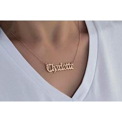 Ouslier Personalized Name Necklace with Old English Font Custom Made with Any Names