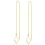 Mothers Day Gifts FANCIME 14K Real Solid Yellow Gold Threader Earrings Geometric with Natural Round Cut Diamonds Dainty Long Drop Earrings Fine Jewelry for Women