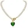 YorzAhar Love Heart Pendant Necklace, Heart of The Ocean Necklace Handpicked Pearl 7-8.5mm Pearls Strand Necklace for Women Gifts