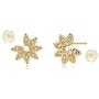 MYEARS Women Gold Stud Earrings Trio Diamond CZ Open Triangle Three Cluster Round Opal Flower Leaf 14K Gold Filled Small Boho Beach Simple Delicate Handmade Hypoallergenic Jewelry Gift