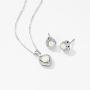 Mints Opal Jewelry Set Sterling Silver Heart Pendant Necklace Stud Earrings October Birthstone Gemstone Jewelry for Women