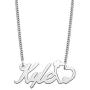 QeenseKc Love Heart Name Necklace Personlized Initial Stainless Steel Pendant Jewelry for Women 2mm Wide Cuban Link Chain