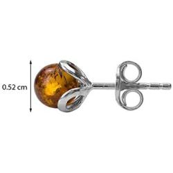 Amber Sterling Silver Small Ball Stud Earrings