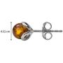 Amber Sterling Silver Small Ball Stud Earrings