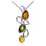 Sterling Silver Multicolor Amber Slider Pendant 18 Inches