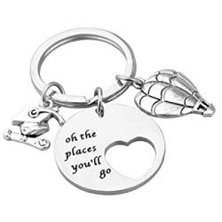 Oh The Places Youll Go Keychain Hot Air Balloon Charm Class of 2019 Graduation Gift