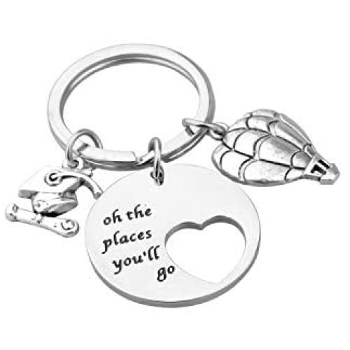 Oh The Places Youll Go Keychain Hot Air Balloon Charm Class of 2019 Graduation Gift