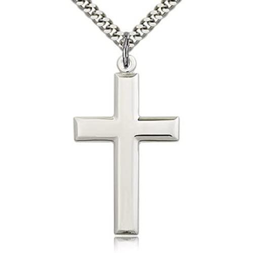 Heartland Classic High Polish Cross Sterling Silver Pendant for Men USA Made