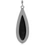 Silvershake Natural 30x10 mm Black Onyx Inlay 925 Sterling Silver Dangle Hook Drop Business Earrings