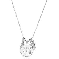 Vanbelle Sterling Silver Jewelry ''Beach-Theme'' Multi-Charm Beach Necklace with Rhodium Plating for Women and Girls