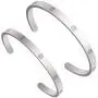 Silver Stone Jewelry Eternity his and her Matching Bracelets for Couples Our Love is Eternal Set of 2 Inspirational Long Distance Relationship Bracelets Stainless Steel Cuffs Couple Bracelets