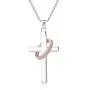 FUNRUN JEWELRY 925 Sterling Silver Infinity Cross Ring Pendant Necklace for Women Teen Girls AAA Cubic Zirconia Rose Gold Plated Infinity Cross Necklace