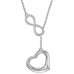 925 Sterling Silver Infinity Love Heart Necklace Anniversary Valentines Day Jewelry Gift for Her Women Girls, 16''+2'' Adjustable Chain.