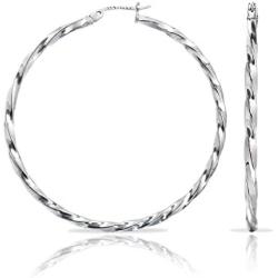 SolidSilver - Sterling Silver 2mm Click Top Hoop Earrings Polished Tight Twist Design Sizes 15 - 80mm