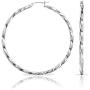 SolidSilver - Sterling Silver 2mm Click Top Hoop Earrings Polished Tight Twist Design Sizes 15 - 80mm