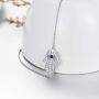 925 Sterling Silver Hamsa Hand of Fatima Evil Eye Sideways Choker Necklace Jewelry for Women (Hamsa Hand)