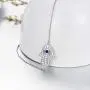 925 Sterling Silver Hamsa Hand of Fatima Evil Eye Sideways Choker Necklace Jewelry for Women (Hamsa Hand)