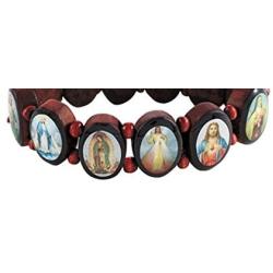 Needzo Oval Panel Beads Devotional Saints Bracelet, 6 1/2 Inch