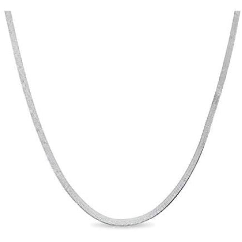 Verona Jewelers Sterling Silver 2.5MM Herringbone Flat Snake Magic Chain -925 Vintage Shiny Chain for Men and Women