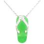 925 Solid Sterling Silver Real Green Jade Flip Flop Shoe Foot Pendant / Charm for Necklace or Bracelet