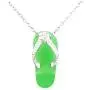 925 Solid Sterling Silver Real Green Jade Flip Flop Shoe Foot Pendant / Charm for Necklace or Bracelet