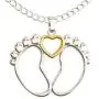 Happy Kisses Baby Feet Necklace with Heart - Cute Charm Pendant with Pro Life Message Card – Gold and Silver Finish