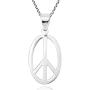 AeraVida Modern Oval Peace Sign Love not War .925 Sterling Silver Pendant Necklace