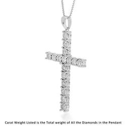 La Joya 1/6-1/2 Carat Total Weight (ctw) Lab Grown Diamond Cross Pendant Necklace Collection - White Rhodium Plated .925 Sterling Silver With Adjustable Chain - GH Color SI Clarity Diamonds