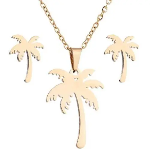 MIXIA Stainless Steel Hawaii Tropical Plant Pendant Necklace for Women Coconut Palm Tree Stud Earrings Beach Set Jewelry MIXIA Stainless Steel Hawaii Tropical Plant Pendant Necklace for Women Coconut Palm Tree Stud Earrings Beach Set Jewelry