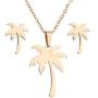 MIXIA Stainless Steel Hawaii Tropical Plant Pendant Necklace for Women Coconut Palm Tree Stud Earrings Beach Set Jewelry