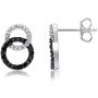 TJD 925 Sterling Silver 1/4 Carat Natural Brilliant Diamond Circular Earrings (H-I Color, I2-I3 Clarity) Black and White Diamond Circular Earrings for Women Diamond Jewelry Gifts For Women
