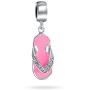 Personalize Vacation Pink Orange Flip Flop Sandal CZ Dangle Travel Charm Bead For Women 925 Sterling Silver Fits European Bracelet