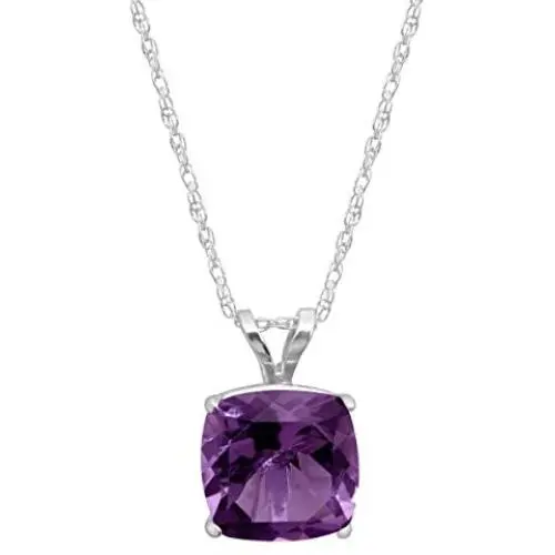 Cushion-Cut Birthstone Pendant Necklace in 14K Gold Cushion-Cut Birthstone Pendant Necklace in 14K Gold