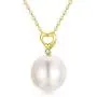 14K Solid Gold Pearl Necklace, Dainty AAA Quality Pearl Heart Pendant Valentines Day Love Jewelry Present for Women, Wife, Mother, 16''-18''