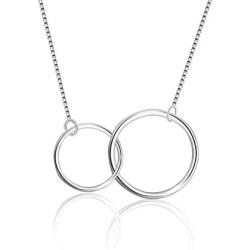 SOUHONEY Mother Daughter Necklace-2 Interlocking Infinity Necklaces for Women, Sterling Silver Necklaces for Mother Daughter, Valentines-Day Jewelry for her Birthday Gift with Lovely Card