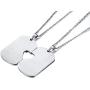His and Hers Couple Necklace, Stainless Steel Matching Heart Dogtag Love Quote Engraved Stamped Pendant Necklace, Couples Necklace for Valentine Day Gift