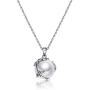 Sterling Silver Pearl Necklace Simple Leaf Gifts for Women Girls, 12mm Pearl