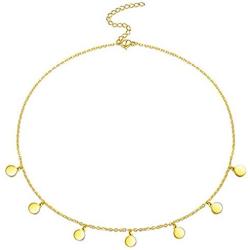Minimalist Stainless Steel Necklace 18K Gold Plated Choker -Thin Bead Heart Star Ball Necklace, Fashion Handmade Pendant Chain Valentines Day Gifts for Women