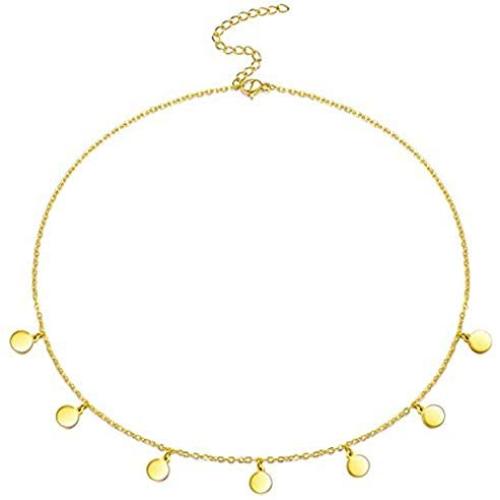 Minimalist Stainless Steel Necklace 18K Gold Plated Choker -Thin Bead Heart Star Ball Necklace, Fashion Handmade Pendant Chain Valentines Day Gifts for Women