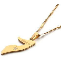 Stainless Steel Somalia Map Flag Gold Color Necklace Africa Map Pendant Jewelry